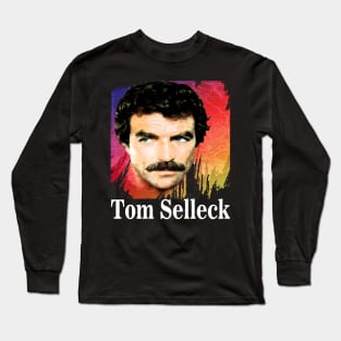 Tom Selleck-Retro 80s Aesthetic Design Long Sleeve T-Shirt